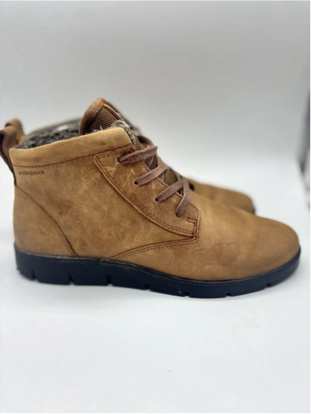 ECCO Hydromax Womens Ankle Boots Tan Nubuck Leather Lined US 8-8.5 EU 39